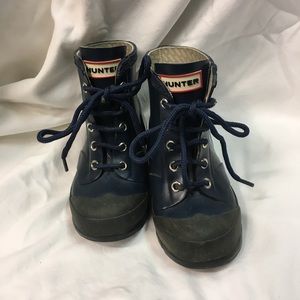 Hunter navy blue rain boots, size US9